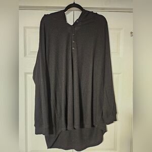 Torrid Black Long-Sleeve Waffle Snap Front Raglan Hoodie